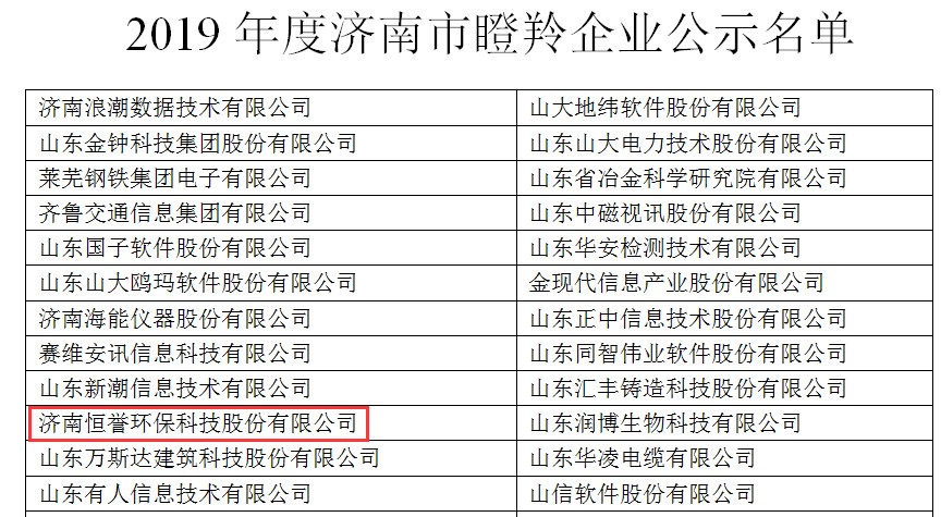 喜報丨恒譽環(huán)保榮獲“瞪羚企業(yè)”稱號